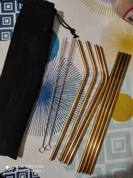 Металеві еко трубочки для напоїв STRAWS BAR багаторазові соломинки для коктейлів з металу в наборі 8 штук і 2 щітки для чищення ROSE GOLD (SRSTRROSGLD01) фото від покупців 8
