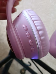 Беспроводные наушники ATD АКZ-К27L с кошачьими ушками, LED-подсветкой, Bluetooth, FM, MicroSD и микрофоном | Для детей и взрослых | Бежевые фото от покупателей 3