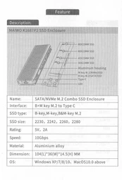 Внешний карман Maiwo для M.2 SSD NVMe (PCIe) / M.2 SSD SATA - USB 3.1 Type-C (K1687P2) фото от покупателей 14