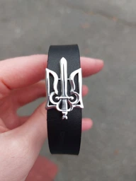 Браслет КОЛО Чорний шкіряний Тризуб срібний 20-22 см (30022B) фото от покупателей 1