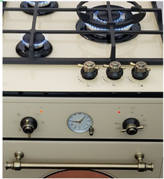 Варочная поверхность газовая Luxor RG 455 Rustik Champagne SS + круглая подставка WOG в подарок бежевый, шампань, слоновая кость
