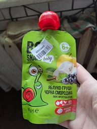 2шт, Дитяче пюре Bob Snail Равлик Боб Яблуко Груша Чорна Смородина 90 г (4820219343820)