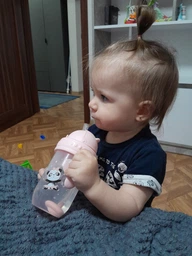 Кружка непроливайка с трубочкой и утяжелителем EXOTIC ANIMALS Canpol babies 270 мл Розовая 56/606_pin 5901691852754