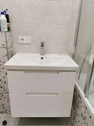 Тумба подвесная AQUA RODOS Инфинити с умывальником CERASTYLE Elite 60 см белая фото от покупателей 3