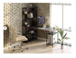 Стіл комп'ютерний письмовий з металевим каркасом в стилі Лофт (Loft) DrevoGoods з полицею під системний блок посилений, прямий, робочий для дому та офісу 1000х1800х900мм; метал: Чорний; дерево: Білий + стелаж (758|56) фото від покупців 1