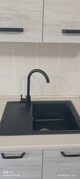 Гранитная мойка для кухни AquaMill MAYAMI бежевая + Смеситель фото от покупателей 8