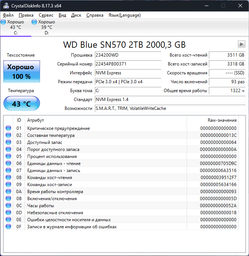 SSD диск Western Digital Blue SN570 NVMe 1TB M.2 2280 PCIe 3.0 x4 3D NAND (TLC) (WDS100T3B0C)