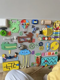Развивающая доска размер 50*60 Бизиборд для детей HandMade "Желтый" на 37 элементов!