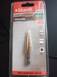 Сверло ступенчатое по металлу 4-12мм Sturm 1055011 титановое покрытие