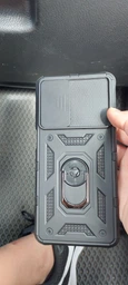Чехол New Armor c кольцом-подставкой со шторкой на Samsung Galaxy M52 черный