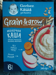 Дитяча молочна каша Gerber Вівсяно-пшенична Яблуко-Морква для дітей із 6 місяців 240 г (7613287944528) фото від покупців 11