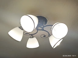 Люстра стельова Light House SC-18666/5 CR+BK D490*240 чорна + хром, білий плафон
