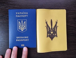 Шкіряна обкладинка для паспорта Чохол на паспорт зі шкіри "Герб України" (09866372) фото від покупців 1