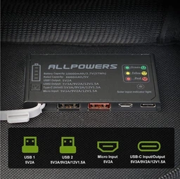 Солнечная панель Allpowers 21W (IP65) с Power Bank на 10000mAh, Black