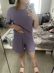 Піжама (футболка + шорти) жіноча BARWA garments 0315/313 L Бузкова (2113153133223) фото від покупців 5