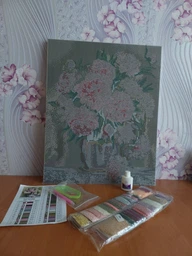 Набор алмазной мозаики на подрамнике ColorArt 40x50 Пионы SPP046 + Подарок лак для покрытия фото от покупателей 2