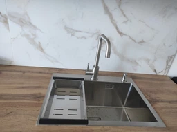 Мойка из нержавеющей стали AQUAMILL 5843 + смеситель + дозатор + коландер фото от покупателей 4