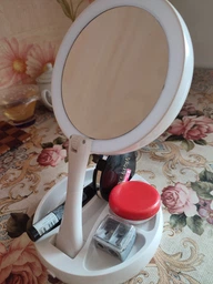 Настольное зеркало для макияжа Mirror с LED подсветкой складное круглое (9988) фото от покупателей 1