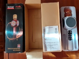 Беспроводной микрофон Караоке с динамиком и цветомузыкой USB AUX Ukc WS-1816 в чехле Белый