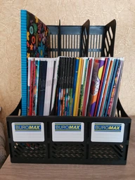 Лоток для бумаг Buromax Пластиковый Вертикальный 3 в 1 Черный (BM.6100) фото от покупателей 3