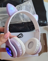 Бездротові дитячі Bluetooth навушники з котячими вушками та підсвічуванням Cat VZV-23M Чорні фото від покупців 5