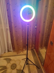 Кольцевая лампа светодиодная LED RGB 3D 26 см цветная двухсторонняя с пультом и штативом фото от покупателей 2