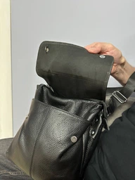 Мужская кожаная сумка мессенджер через плечо Tiding Bag A25-064A Черная натуральная кожа