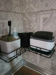 Кухонний органайзер для миття посуду SOAP PUMP диспенсер-дозатор та підставка під губку (чорний) фото від покупців 19