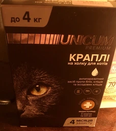 Краплі для тварин Unicum Premium від бліх та кліщів на холку для котів масою до 4 кг/3 шт (4820150201760) фото від покупців 2