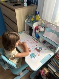 Комплект мебели Mealux BD-28 Panda Стол + стульчик + полка Blue (BD-28 BL) фото от покупателей 4