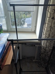 Вешалка стойка для одежды&nbsp;телескопическая&nbsp;Double Pole&nbsp; ,&nbsp;с полкой для обуви двойная Черный (IS33) фото от покупателей 1
