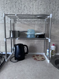 Телескопическая полка Kitchen для микроволновки 50 х 26 х 4 см Белый (IS33) фото от покупателей 7