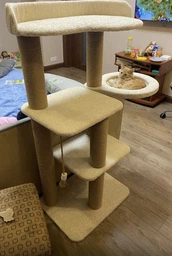Котячий комплекс кігтеточка з великою лежанкою оббитий зносостійкою турецькою тканиною 120х60х45см сірий фото від покупців 8