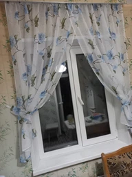 Занавеска из батиста Пион Серый Adagio Windows Decor, тюль с крупными цветами 250 х 170см, тюлевые шторы на тесьме