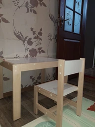 Стол и стульчик детский натуральное дерево бук 66*45*44 см. 50*31*29 см. Белый (4340-6) фото от покупателей 8