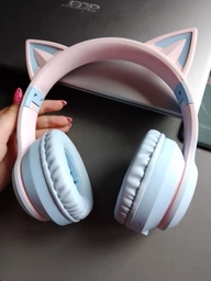 Бездротові навушники з котячими вушками Cat Ear Fingertime із додатковим мікрофон та підсвіткою рожево-голубі фото від покупців 5