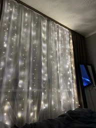 Світлодіодна гірлянда штора 3м×3м з гачками 300 LED мідна з пультом "Водоспад" 3м×3м біла