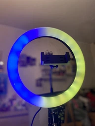 Кольцевая светодиодная цветная лампа RGB LED MJ26 Набор блогера селфи кольцо со штативом Мультиколор 26 см фото от покупателей 16