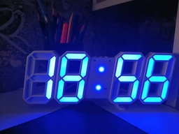 Часы настенные / настольные электронные цифровые светящиеля светодиодные белый+синий (Пластик, LED) Best Time фото от покупателей 1
