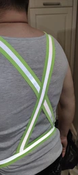 Светоотражающий сигнальный пояс жилет подтяжка LOOM - зеленый светоотражающий жилет, эластичный, универсальный, светоотражающая лента 4см фото от покупателей 1