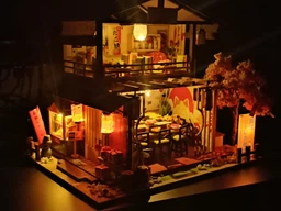Румбокс HONGDA M2011 Sakura Sushi House, DIY миниатюрный домик японского ресторана с LED-подсветкой и музыкальным модулем фото от покупателей 4