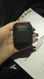 Силиконовый чехол для AirPods 1/2 с карабином Black (черный) фото от покупателей 13