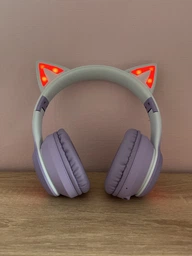 Детские беспроводные наушники CATEAR BT029I с ушками, LED-подсветкой, Bluetooth + AUX Сине-розовые фото от покупателей 8