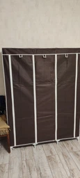 Складной каркасный тканевый шкаф Storage Wardrobe «88130 brown», шкаф на три секции 130х45х175 см Коричневый легко собирается и отлично экономит пространство фото от покупателей 2