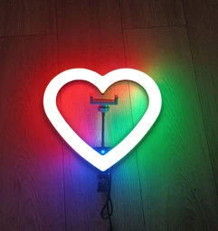 Кольцевая светодиодная led лампа rgb в форме сердца радужная с штативом 2 метра JM33-13 блютуз пультом для селфи блогеров визажистов салонов фотосессий съемки тик тока комплект набор блогера лед кольцо ргб сердечко мультиколор разноцветное 33 см фото от покупателей 14