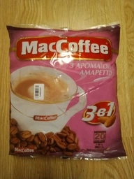 Кавовий напій кава розчинна MacCoffee 3в1 з ароматом Амаретто 20шт * 18г фото от покупателей 2