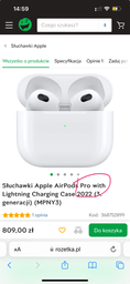 Sluchawki Apple AirPods with Lightning Charging Case 2022 (3. generacji) (MPNY3)