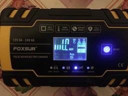 Зарядное устройство для автомобильного аккумулятора Foxsur 12V-24V 8A Желтый FBC122408D фото от покупателей 13