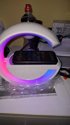Портативная колонка с RGB-подсветкой и беспроводной зарядкой BT/TF/Wireless Charger/USB/FM/AUX 20 Вт, белый фото от покупателей 3