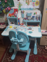 Комплект мебели Mealux BD-28 Panda Стол + стульчик + полка Blue (BD-28 BL) фото от покупателей 2